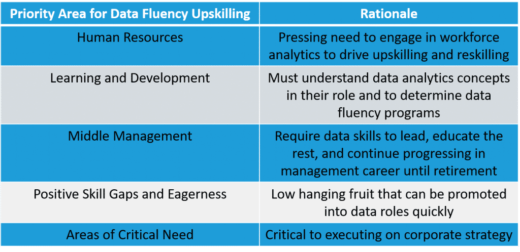 Priority area for data fluency upskilling