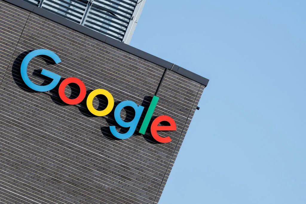 Google logo on a building.